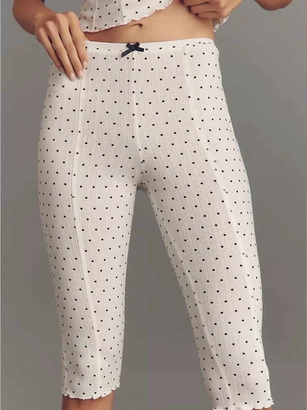 Anthropologie LyreBird Pointelle Capri Pants Polka Dot NWT S